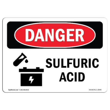 Signmission Safety Sign, OSHA Danger, 12" Height, 18" Width, Aluminum, Sulfuric Acid, Landscape OS-DS-A-1218-L-2044